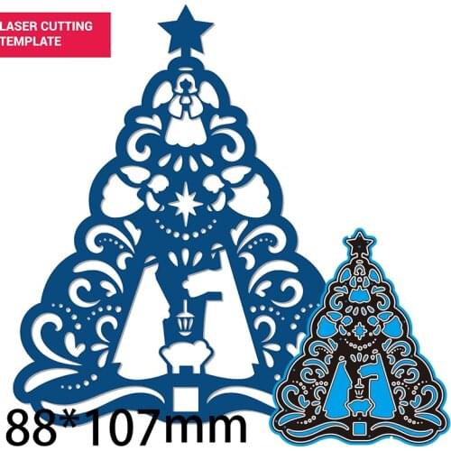 88*107 mm Hollow Nativity Tree Metal Cutting Dies Scrapbook Decoration Template Embossing DIY Paper Card Craft