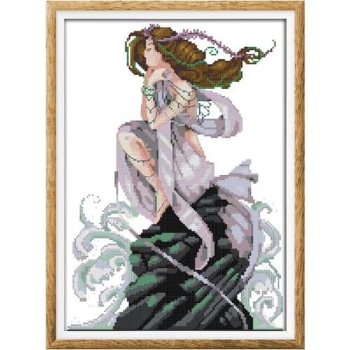 The daughter of the sea 2 cross stitch kit aida 14ct 11ct count print canvas stitches embroidery DIY handmade needlework