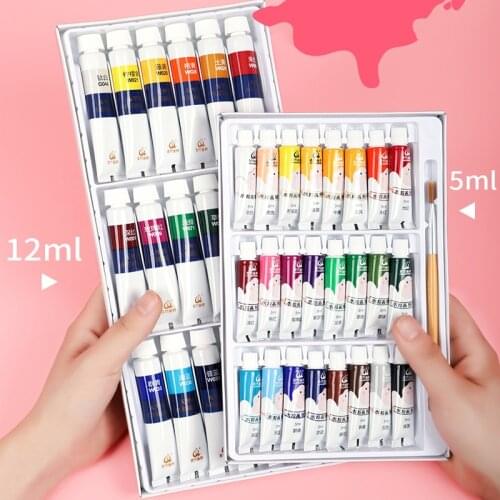 Gouache pigment set 5ml12ml12 18 24 colors, safe, non-toxic, formaldehyde-free, individually packaged paste pigments