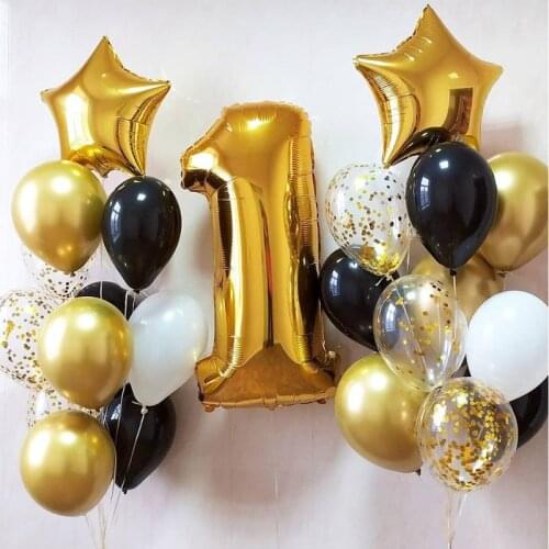 First Happy Birthday 32inch Number Foil Balloons Set Confetti Latex Balls Baby Shower Birthday Party Decoration Supplies Globos