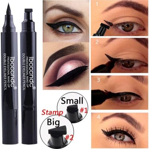 New Sexy Waterproof Double Head Black wing shape Eyeliner Seal Eyeliner Stamp Pencil Cat Eye Cosmetic Makeup Tool Maquiagem