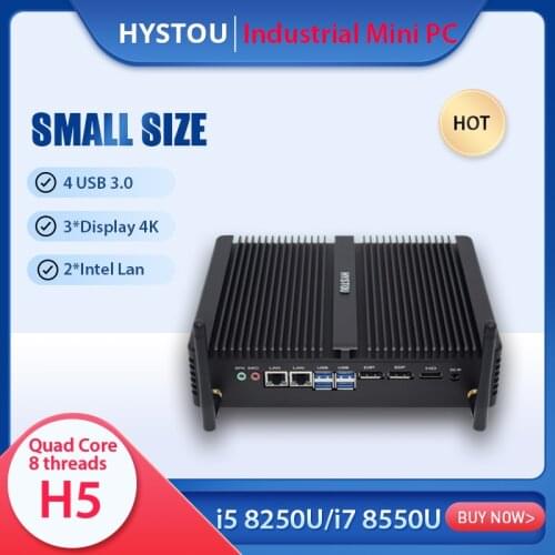 Newest 8TH Gen Quad i7 8550U Core Industrial Computer Fanless PC Server i5 8250U linux HDMI EDP DP Desktop Computador M.2 SSD WF