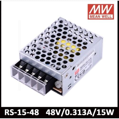 Original Mean Well RS-15-48 85-264VAC To DC 48V 0.313A 15W Single Output Switching Power Supply Meanwell Led Driver