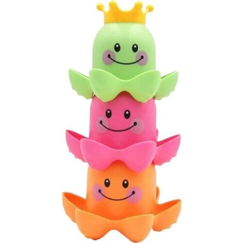 Ocean Octopus Stacking Cups Baby Bath Toys Sea Animal Baby Bathing Shower Bathroom Taste Game for Infant and Kids