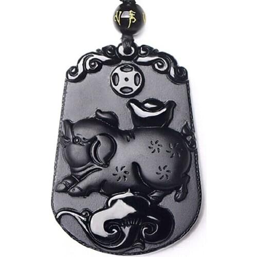 Drop Ship Unique jewelry Black Obsidian Zodiac Pendant Necklace For Women Men pendants Men Jewelry