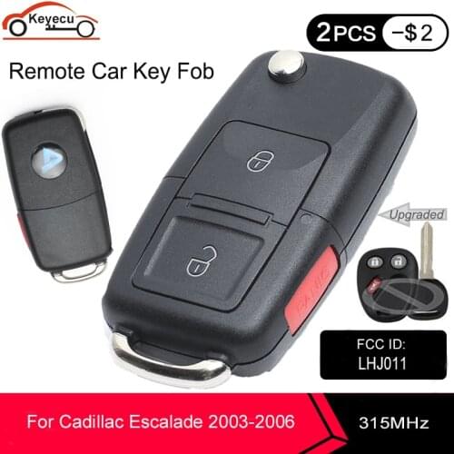 KEYECU Upgraded Flip Remote Key 3 button 315Mhz LHJ011 for GMC Sierra Yukon XL Hummer H2 Cadillac Chevrolet 2003 2004 2005 2006