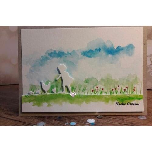 Mmao Crafts Metal Steel Cutting Dies Girl feeding chicken Stencil For DIY Scrapbooking Paper/photo Cards Embossing Dies