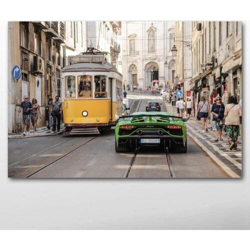 Luxury car Aventador Super Car Vehicle Tram City Decorative paintings Canvas Wall Art Posters and Prints for Living Room Decor