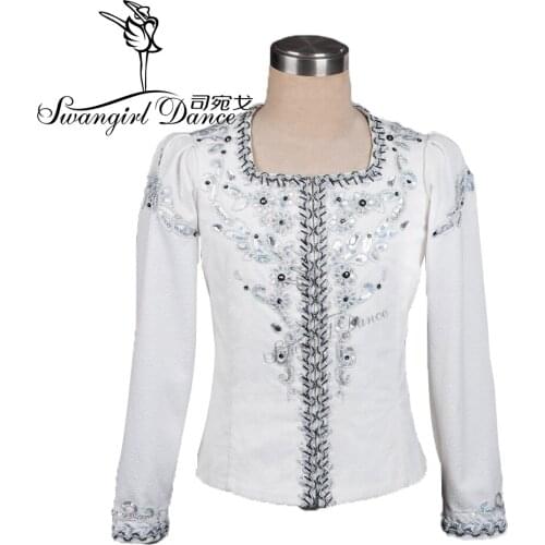 Whte boys ballet top ballet jacket for Man dance costumesmens ballet top for competiton,ballet coat BM0005