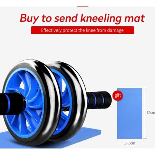 Fitness Abdominal Wheel Double Wheel Rollers Muscle Exercise Trainer With Knee Pad Non-Slip Handles Workout Home Gym Equipment