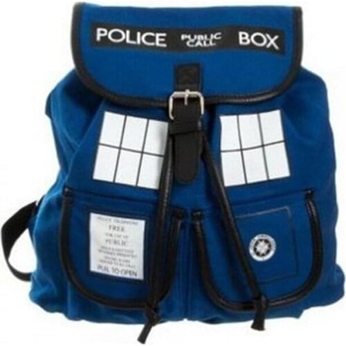 20pcs Good Quality Doctor Dr. Who Tardis Womens Knapsack Backpack Police Box Bag