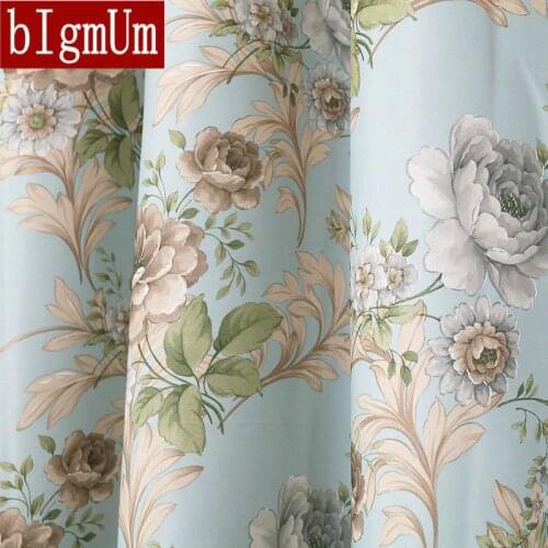 Rustic Window Curtains For living Room/ Bedroom Floral Blackout Curtains Window Treatment /drapes Home Decor Blue Free Shipping