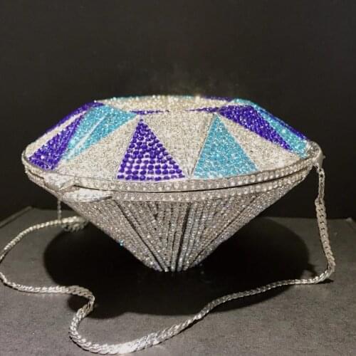 Chain Blue/White Diamond Female Party Bag Mini Shoulder Crystal Handbags For Women’s Evening Rhinestone Prom Dinner Minaudiere