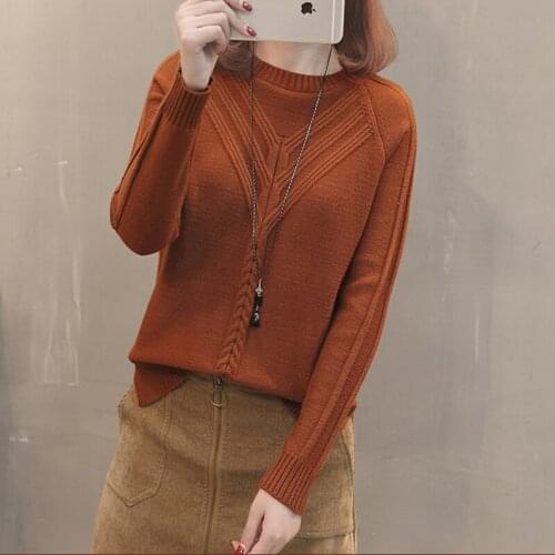 2018 Autumn Winter Women O-neck Sweaters Fashion Loose Long Sleeve Bottom Shirts Female Split Black Pullovers Sweaters FP1266