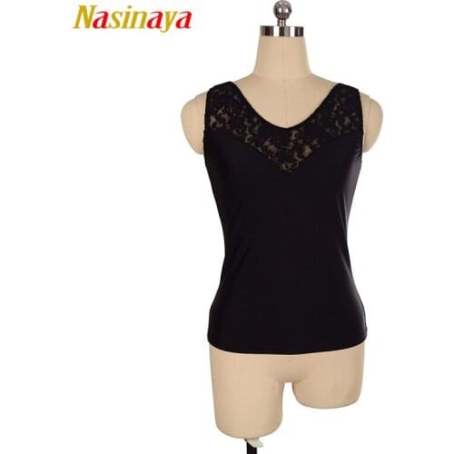 Customized Figure Skating Vest Underwaist T shirt Tops for Girl Women Training Ice Skating Patinaje Gymnastics no sleeve