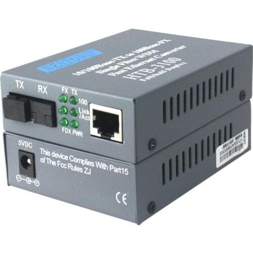 1 pair HTB-3100AB-25KM A/B 100Mbps SC port fiber media converter single mode single fiber 25KM
