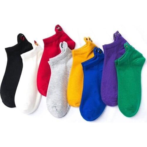 1 Pairs/ men and Women Socks Happy Fashion Ankle Funny Socks Set Cotton Embroidered Expression Candy Socks Smile Unisex Socks