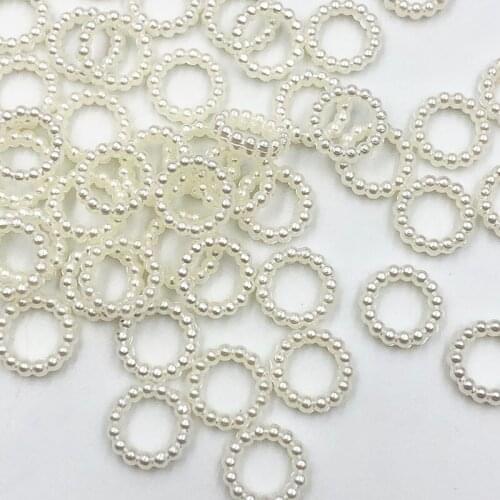 100pcs/pack 10mm White /Beige Hollow Circular Shape Craft ABS Resin Flatback Half Round Pearls Flatback Scrapbook Beads For DIY