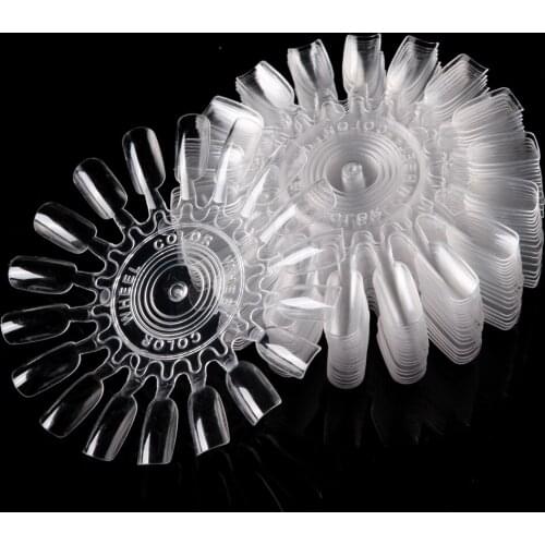 1000PCS/lot Wheel Polish Color Display Chart Round False Nail Tips Nail Art Design Acrylic Polish Natural Clear F0035X