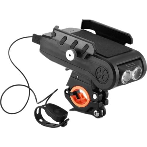 4in1 Bike Light USB Rechargeable Multifunction Bicycle Headlight with Mobile Phone Holder 4000MAH Power Bank Bike Bell