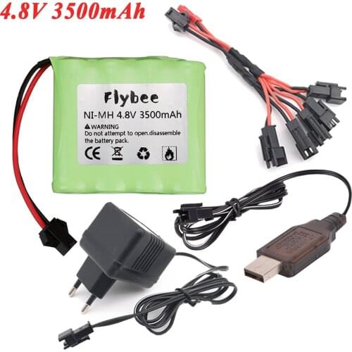 4.8V 3000mah upgrade 3500mah NiMH Battery SM Plug and Charger For Rc toys Cars Tanks Robots Boats Guns AA 4.8v Battery accessory