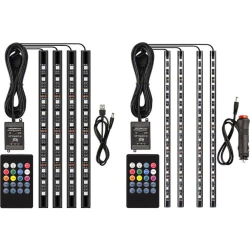 Auto Atmosphere Light LED Car Interior Foot Light Ambient Lamp USB Music Control Waterproof LED Light Strip With Remote Control