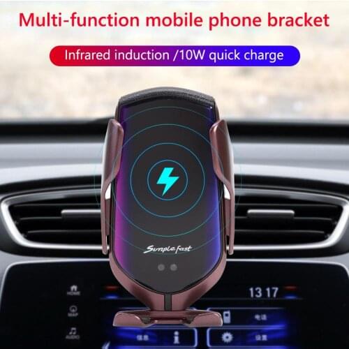 Wireless Charger Car 10W Holder R1 Automatic Clamping Smart Infrared Sensor Qi GPS Air Vent Mount Mobile Phone Bracket Stand