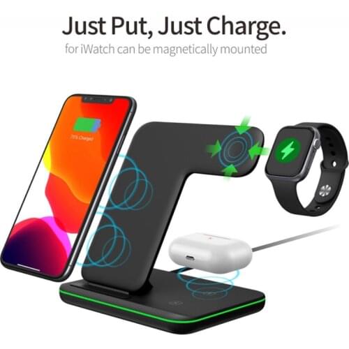 15W Qi Wireless Charger Stand Fast Charging Dock Station For IPhone 12 11 XR X 8 For Apple Watch IWatch 5 4 3 2 For AirPods Pro