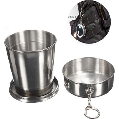 75ml/140ml/240ml Stainless Steel Folding Cup Portable Outdoor Travel Outdoor Collapsible Cup With Lid Portable Drinkware Cups