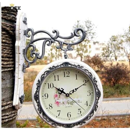 Vintage Double Sided Wall Watch Mechanism Wall Clocks Large Digital Hidden Stash Relogio Parede Shabby Chic Home Decor 50ZB293
