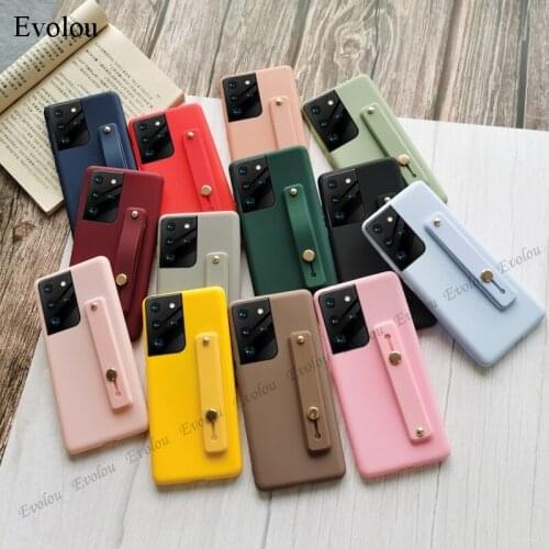 For Samsung Galaxy S21 Ultra S20 FE A12 A42 5G M31S Case Finger Grip Wriststrap Stand Holder Phone Cover Silicone Soft Back Capa