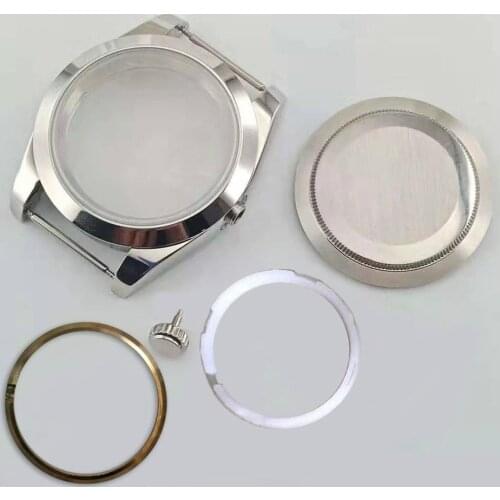 Stainless Steel Watch Case for ETA2836/ Miyoda 8215/ Mingzhu 2813 3804 Movement Solid Back Cover Watch Bezel Crown Chapter Ring