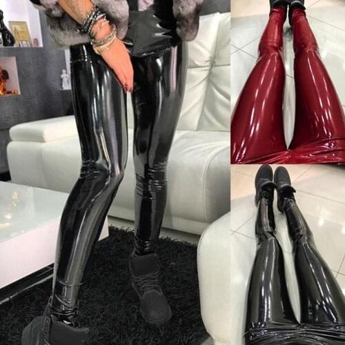 Black Summer PU Leather Pants Women High Waist Skinny Push Up Leggings Sexy Elastic Trousers Stretch Plus Size Jeggings лосины