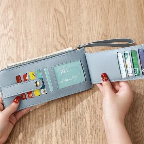 Long Purse Womans Cell Phone Handbag Multi Card Position Buckle-LatchWallet High Capacity All-Matched Billfold for Lady F567