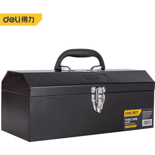 Deli 14 Inch Metal Tool Box Tool Storage Made Of Cold-Rolled Steel Compressive Seismic And Strong Metal Lock