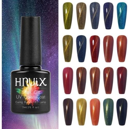 HNUIX 7.5ml Nail Polish Magnet Cat Eye Set Soak Off Semi Vernis Permanant Holographic Glitter Gel Lacuqer UV LED Varnish