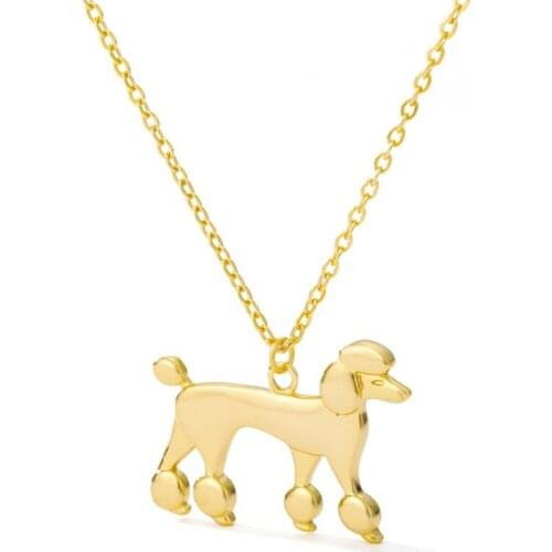 Goth Poodle Dog Necklace For Women Gold Stainless Steel Animal Choker Necklace Collares Chain Kpop Jewelry Gifts Bijoux Femme