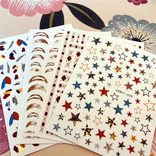 HANYI-004-009 irregular shape Graphics 3D Back glue Nail decal Nail sticker Nail decoration Nail art Nail tool Nail ornament