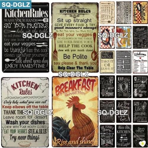 Delicate Cooking Signs Metal Plate Wall Decor Restaurant Cafe Kitchen Art Wall Decoration Accessories Retro Coffee Metal Poster