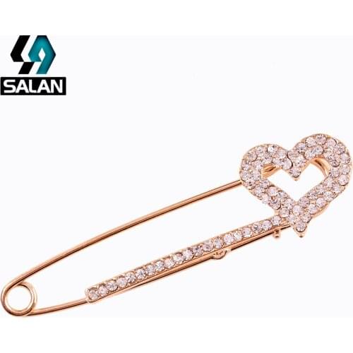 Korean fashion simple pin hollow diamond love crystal brooch crystal necklace alloy scarf towel buckle