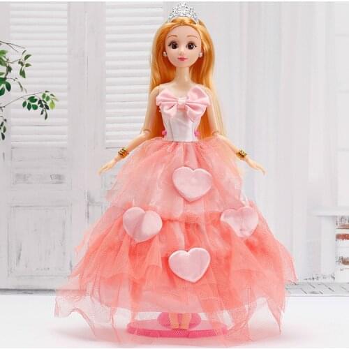 11.5" Pink Love Heart Bowknot Orange Lace Princess Dress for Barbie Clothes Outfits Wedding Gown 1/6 BJD Dolls Accessories Gifts