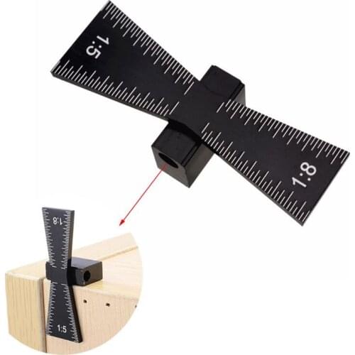 Swallow Tail Dovetail Marker Aluminum Alloy Hand Cut Wood Joints Meter Guide Tool with Scale Template Size 1: 5 and 1: 8