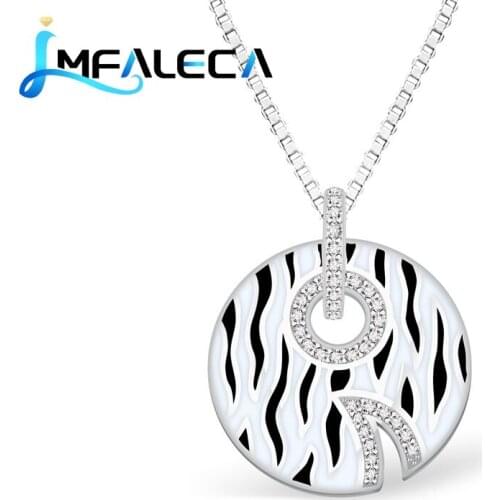 LMFALECA 925 Silver Jewelry Necklace for Women White Black Totem Enamel Pendant Box Chain Fine Anniversary Birthday Gift Jewelry