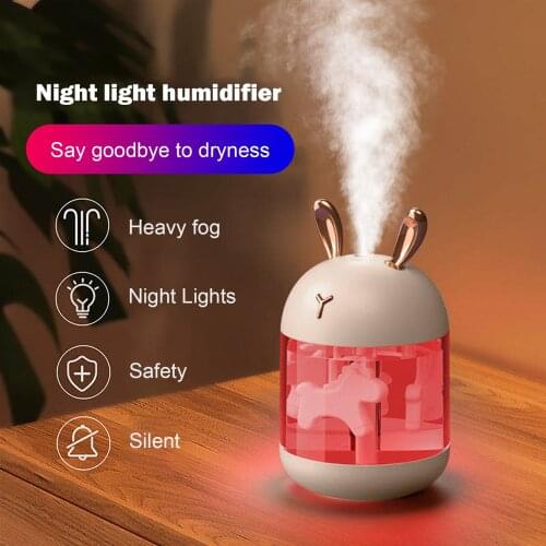 300ml Mini Air Humidifier Aroma Essential Oil Diffuser for Home Car USB Fogger Mist Maker with Carousel LED Night Lamp