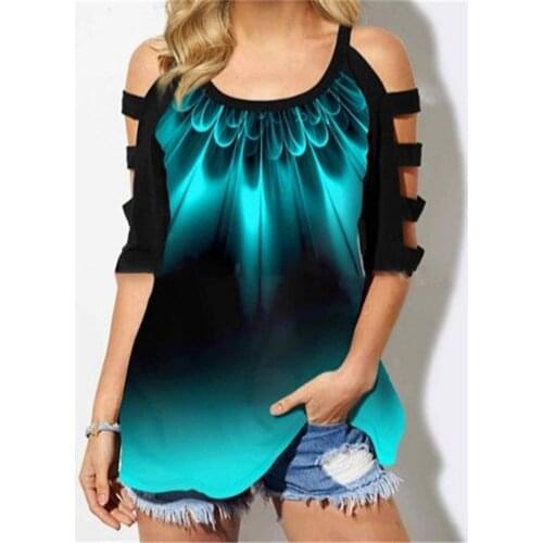 Fashion T-shirt Printed Off Shoulder Women Short Sleeve O Neck Blouse for Party Summer t shirt women 2021 fashion Street wear