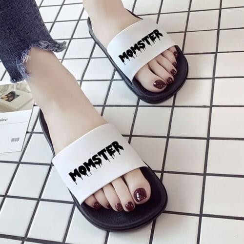 Momster Letter Pring Fashion Women Summer Slippers home indoor slippers Fashion Pattern Vouge Printed Shoes