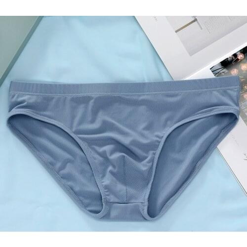 Mens Sexy U Convex Penis Pouch Underpants Smooth Breatable Ice Silk Panties Brief Sexy Man Solid Color Erotic Lingerie Underwear