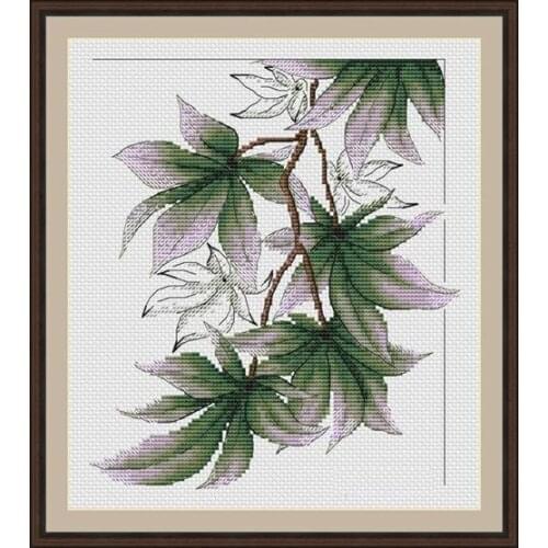 Swaying green leaves cross stitch package flower 18ct 14ct 11ct cloth cotton thread embroidery DIY handmade needlework