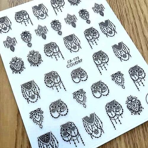 Newest CB-713 714 black flower design nail art sticker decal stamping back gule DIY nail decoration tools