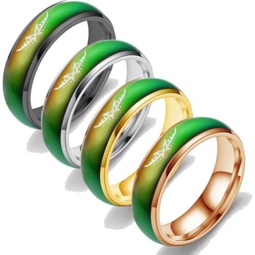 AsJerlya 2021 New Fashion Mood Ring Changing Colors Stainless Steel Butterfly Rings For Men And Women Jewelry Dropshipping
